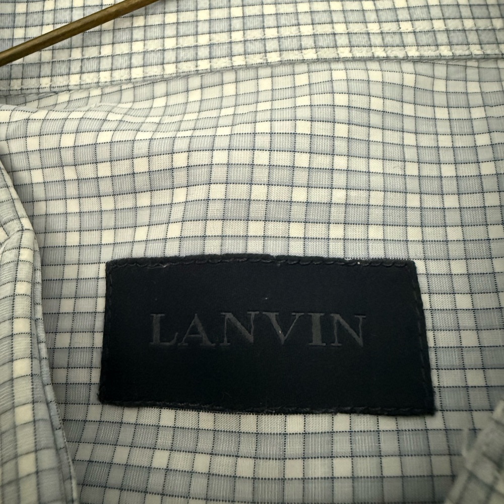 Lanvin Light Blue Checkered Button Down Shirt 17.… - image 2